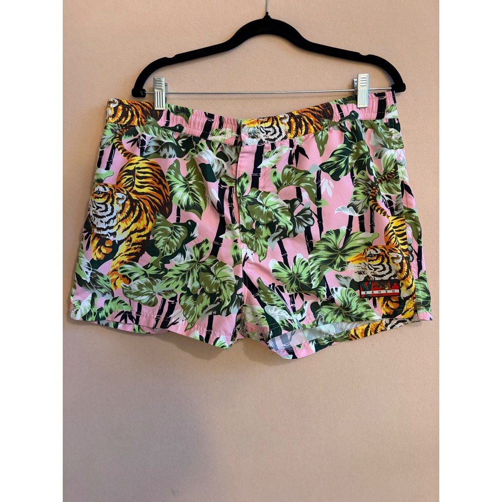 Kenzo Paris Memento Collection 2 Tiger Tropical Pink Swim Trunks Mens Size L